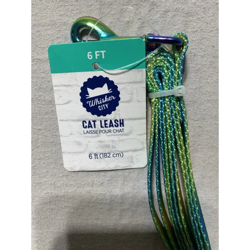 Whisker City Ombre Cat Leash Turquoise Blue Yellow NWT